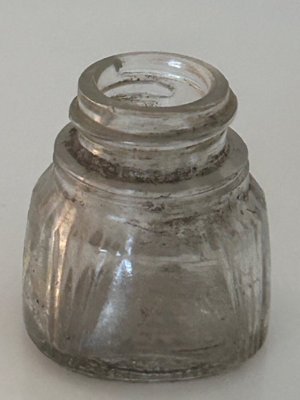 Vintage Very Small Ink Bottle Thick Clear Glass